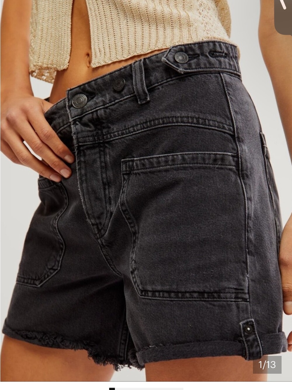 Free People Palmer Mid Rise Shorts Black Waist 31 NWT